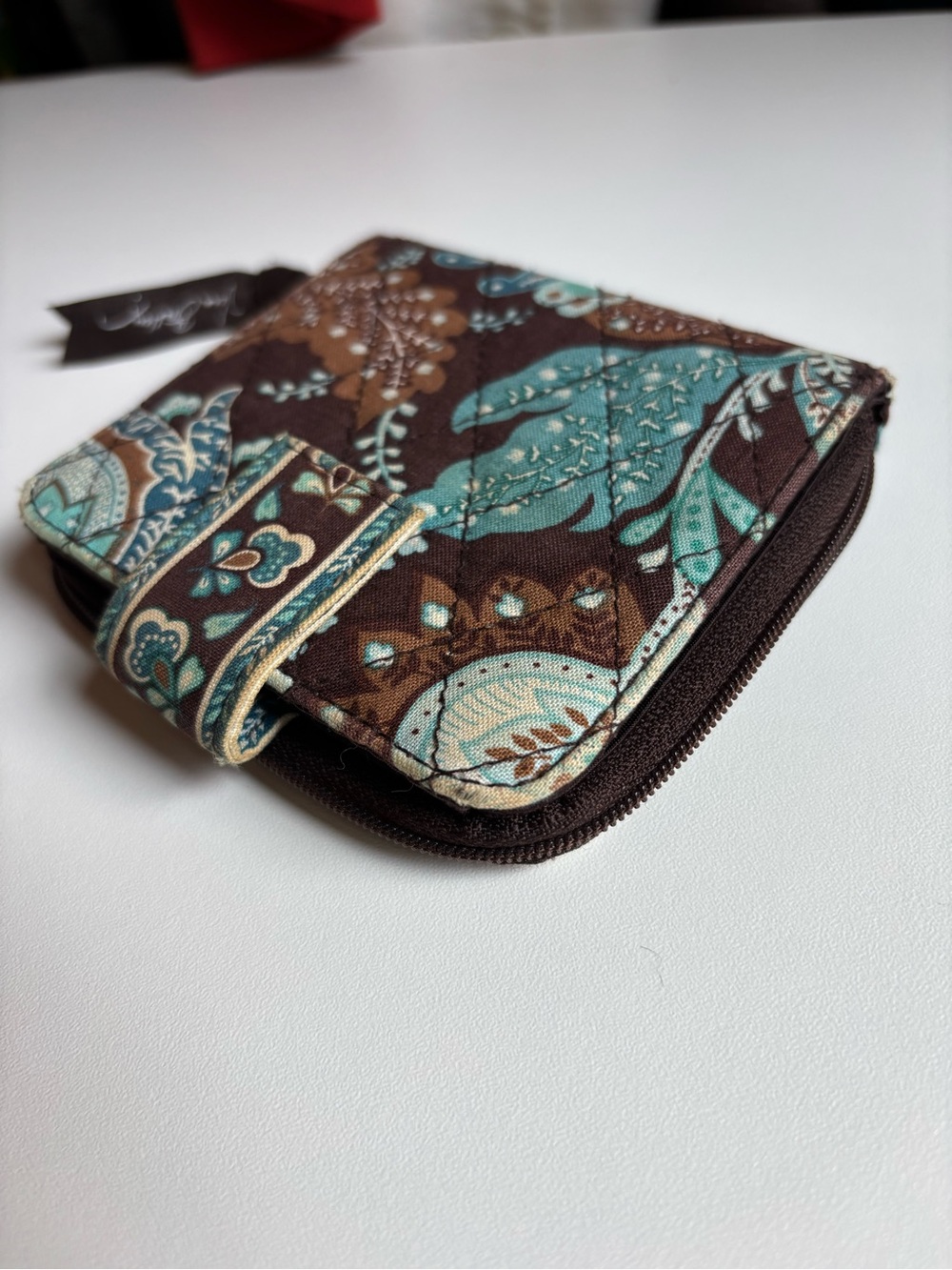 Vera Bradley Paisley Quilted Zip Wallet - Brown & Teal Accents - Picture 7 of 10